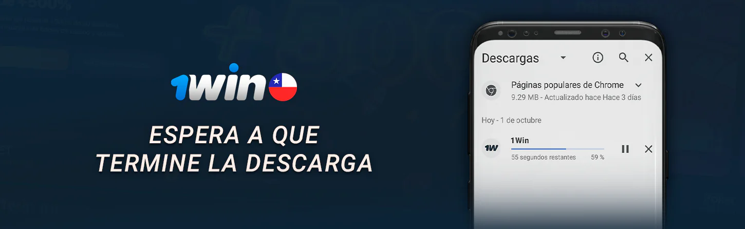 Espera a que se descargue la aplicación 1win para android